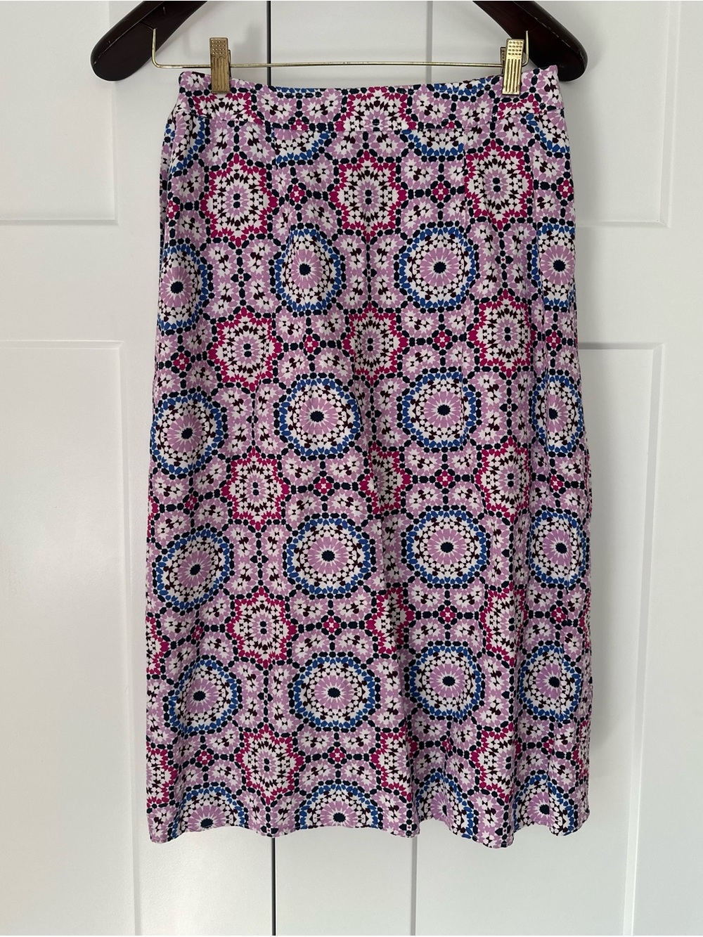 LOFT Linen Blend Pink Mosaic Print‎ Midi Wrap Skirt 4P - Picture 2 of 4